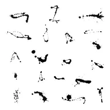 Hand drawn blots, splashes and blobs. Black blots on the white background. Stock Illustration