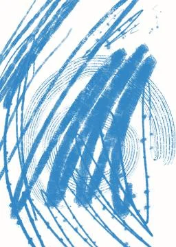 Hand drawn blue abstract shapes made with pencil watercolor digital background Stock Illustration