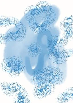 Hand drawn blue abstract shapes made with pencil watercolor digital background Stock Illustration