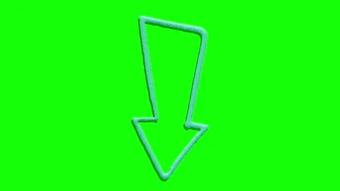 Hand drawn blue arrow icon falling on green screen background animation with Stock Footage 344646889