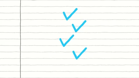 Hand Drawn Blue Check Marks on Notebook Paper Doodle Style Animation Stock Footage 312968612