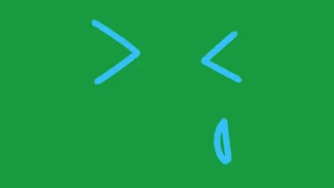 Hand Drawn Blue Crying Face and Tear Drop Wink Animation on Green Screen Stock Footage 335124646