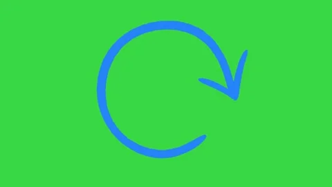 Hand Drawn Blue Curved Circular Pointer Arrow Animation on Green Screen Stock Footage 339335302
