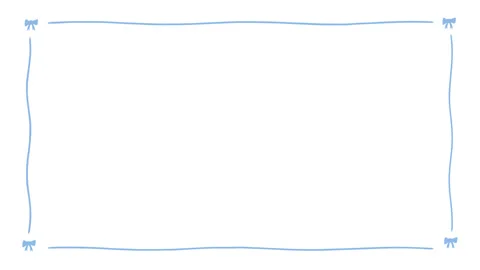 Hand drawn blue cute ribbon frame rectangle border wavy line sketch Stock Footage 345651233