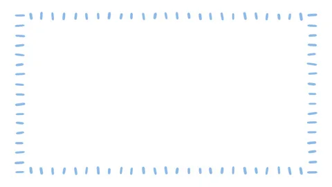 Hand drawn blue dashed border frame cute rectangle dotted line sketch Stock Footage 345651232