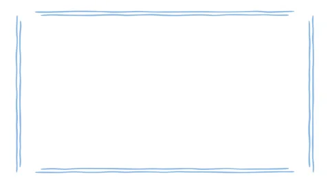 Hand drawn blue double line rectangle frame doodle border sketch Stock Footage 345651234