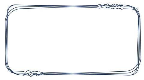 Hand drawn blue frame design with sketchy wavy borders and sketchy rectangle Stock Illustration