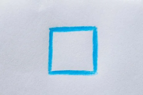 Hand drawn blue frame on white paper Stock Photos
