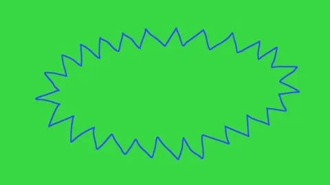 Hand Drawn Blue Jagged Sticker Border Frame Animation on Green Screen Background Vidéo 339335256