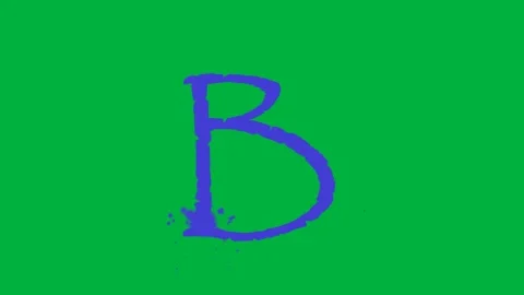 Hand-drawn blue letter B on green screen perfect for educational creative Stock Footage 308867902