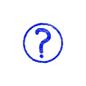 Hand Drawn Blue Question Mark in Circle Ilustración de archivo