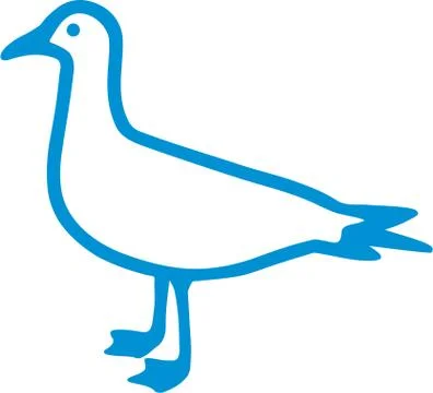 Hand drawn blue seagull Stock Illustration