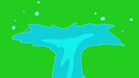 Hand-Drawn Blue Water Splash Animation on Green Screen | Fluid Liquid Transition Stock Footage 318317587