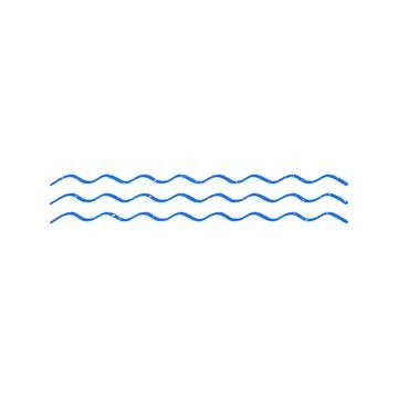 Hand Drawn Blue Wavy Lines Sea Symbol Vector Illustration Art イラスト素材