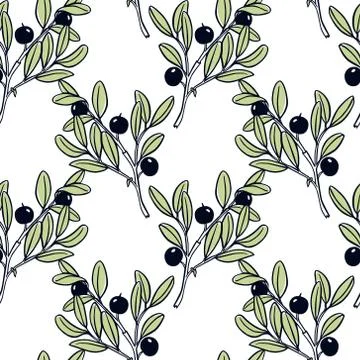 Hand drawn blueberry pattern Stock Illustration