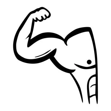 Hand-Drawn Bodybuilder Flexing Arm Simple Vector Sketch Illustration Illustrazione stock