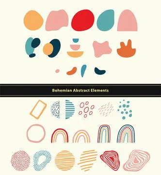 Hand Drawn Bohemian Abstract Elements Stock Illustration