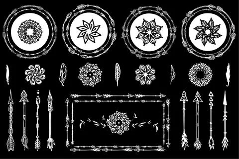 Hand drawn boho design elements Illustrazione stock