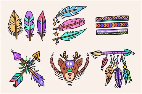 Hand drawn boho element collection Stock Illustration