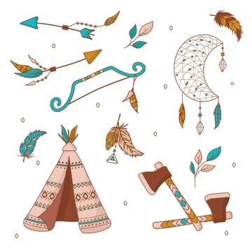 Hand drawn boho element collection 스톡 일러스트