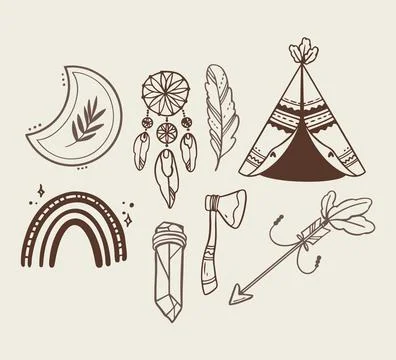 Hand drawn boho element pack 스톡 일러스트