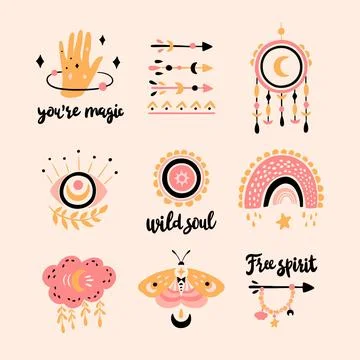 Hand drawn boho elements collection イラスト素材