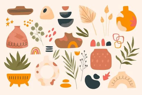 Hand drawn boho elements collection Stock Illustration