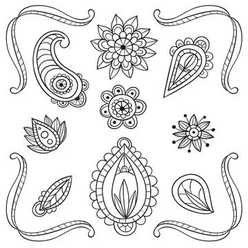 Hand drawn boho elements collection Stock Illustration