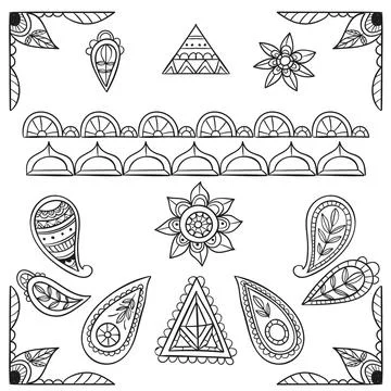 Hand drawn boho elements collection Illustrazione stock