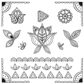Hand drawn boho elements collection Stock Illustration