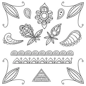 Hand drawn boho elements collection Illustrazione stock