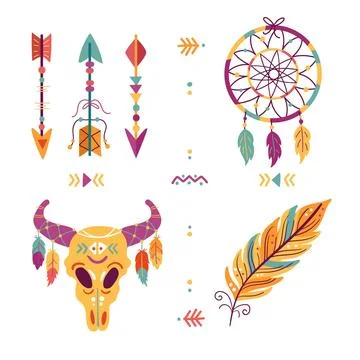 Hand drawn boho elements collection Illustrazione stock