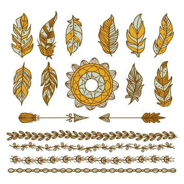 Hand drawn boho elements collection Illustrazione stock