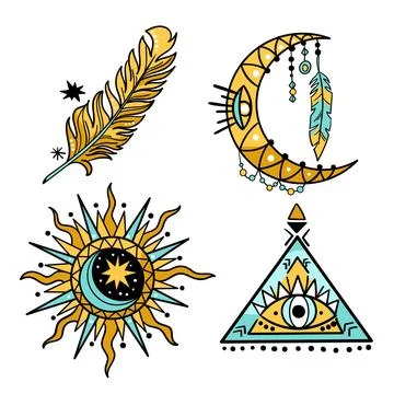 Hand drawn boho elements collection イラスト素材