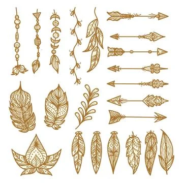 Hand drawn boho elements collection Illustrazione stock