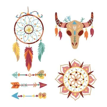 Hand drawn boho elements collection Stockillustratie