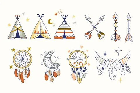 Hand drawn boho elements collection イラスト素材