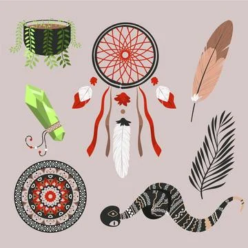 Hand drawn boho elements pack Illustrazione stock