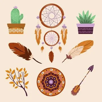 Hand drawn boho elements pack Illustrazione stock