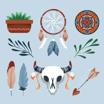 Hand drawn boho elements pack Stock Illustration