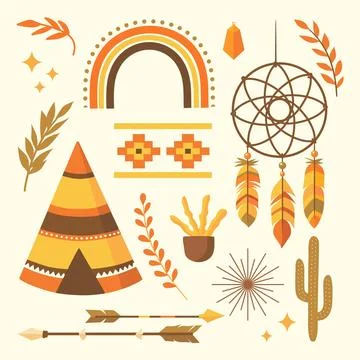 Hand drawn boho elements pack Illustrazione stock