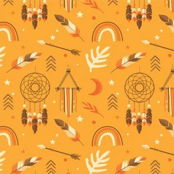 Hand drawn boho elements pattern Illustrazione stock