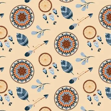 Hand drawn boho elements pattern イラスト素材