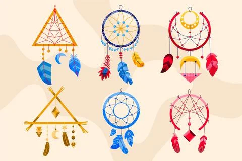 Hand drawn boho elements set Illustrazione stock