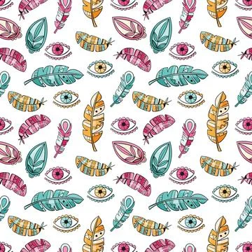 Hand drawn boho pattern design Stock Illustration
