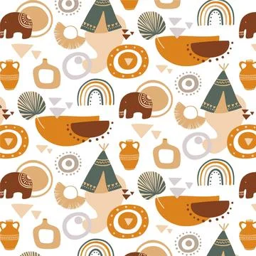 Hand drawn boho pattern design Stock Illustration