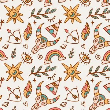 Hand drawn boho pattern design Stock Illustration