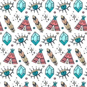 Hand drawn boho pattern design 스톡 일러스트
