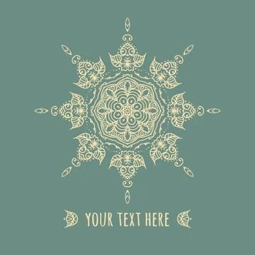 Hand drawn Boho style frame teal background with a place for your text. Circle Stockillustratie