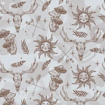 Hand drawn boho style pattern Stock Illustration